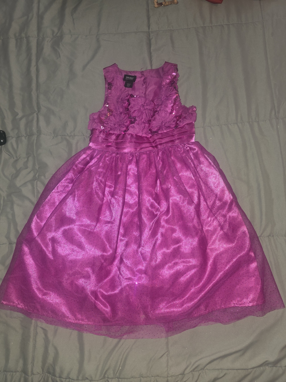 Holiday Editions Shimmering Fuchsia Floral Bodice Dress